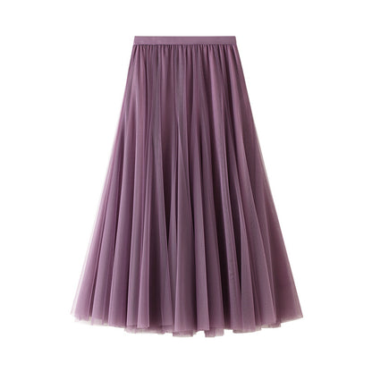 Spring Swing Puffy Ankle Length Skirt High Waist Slim Fit Fairy Skirt Tulle Skirt A Line Skirt