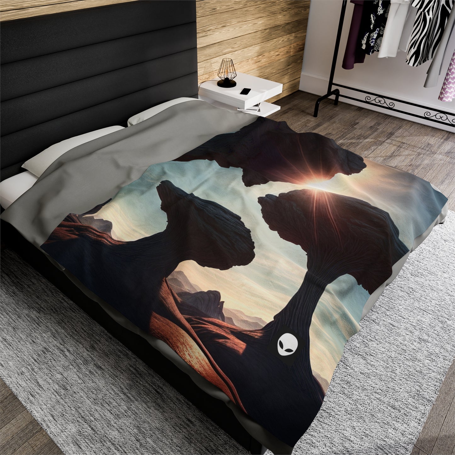 "Alien Landscape Odyssey" - The Alien Velveteen Plush Blanket