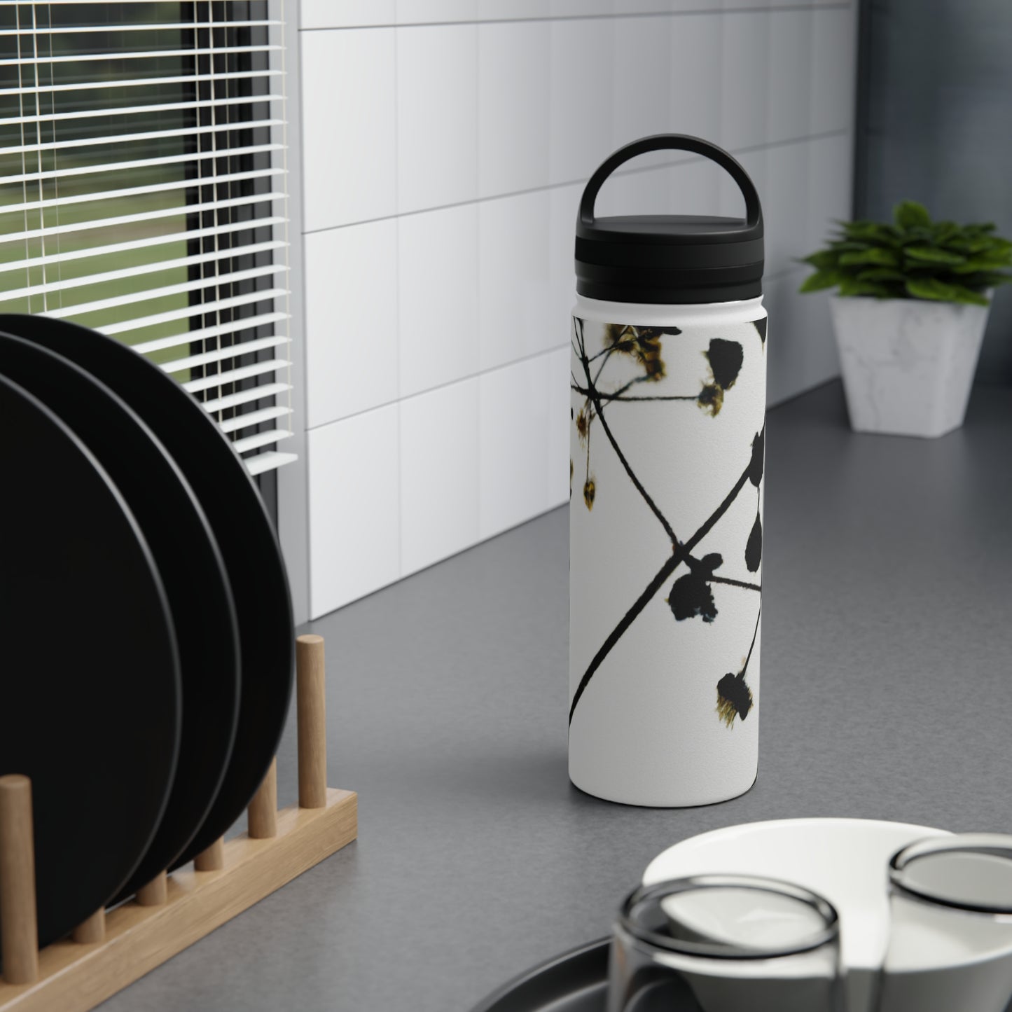 "A Light and Shadow Illumination" - The Alien Stainless Steel Water Bottle, Handle Lid