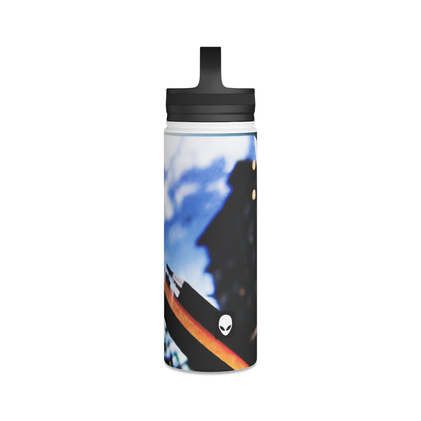 "Colors of Home: Exploring Place Through Art" - The Alien Stainless Steel Water Bottle, Handle Lid