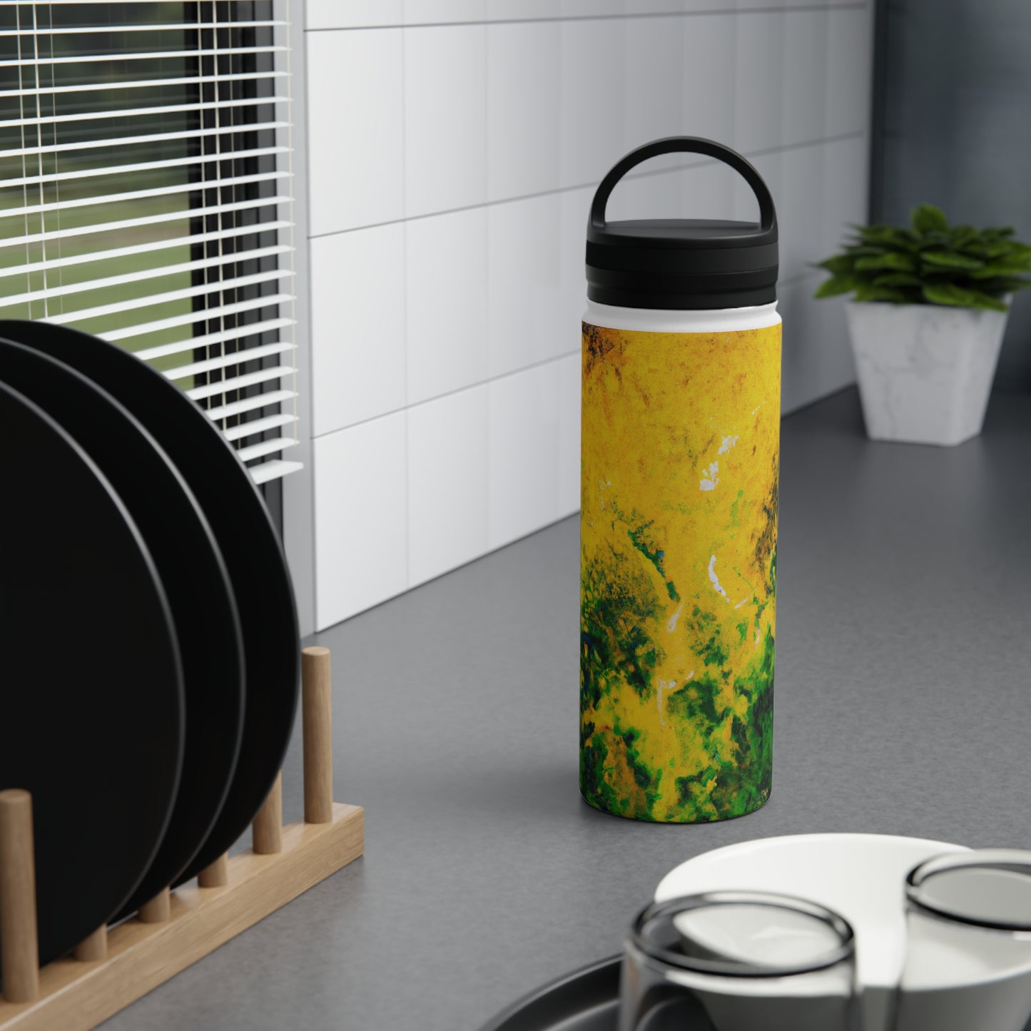 "Exploring Colorful Textures" - The Alien Stainless Steel Water Bottle, Handle Lid