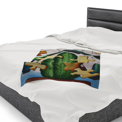 "Cactified Puzzle Time" - The Alien Velveteen Plush Blanket