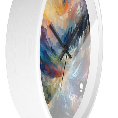 "Paisaje abstracto: exploración de profundidades emocionales a través del color y la textura" - El reloj de pared alienígena estilo expresionismo abstracto