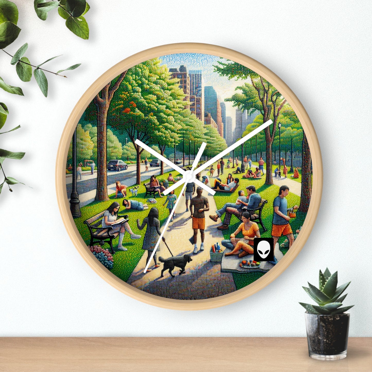 "Dotty Cityscape" - El reloj de pared extraterrestre estilo puntillismo