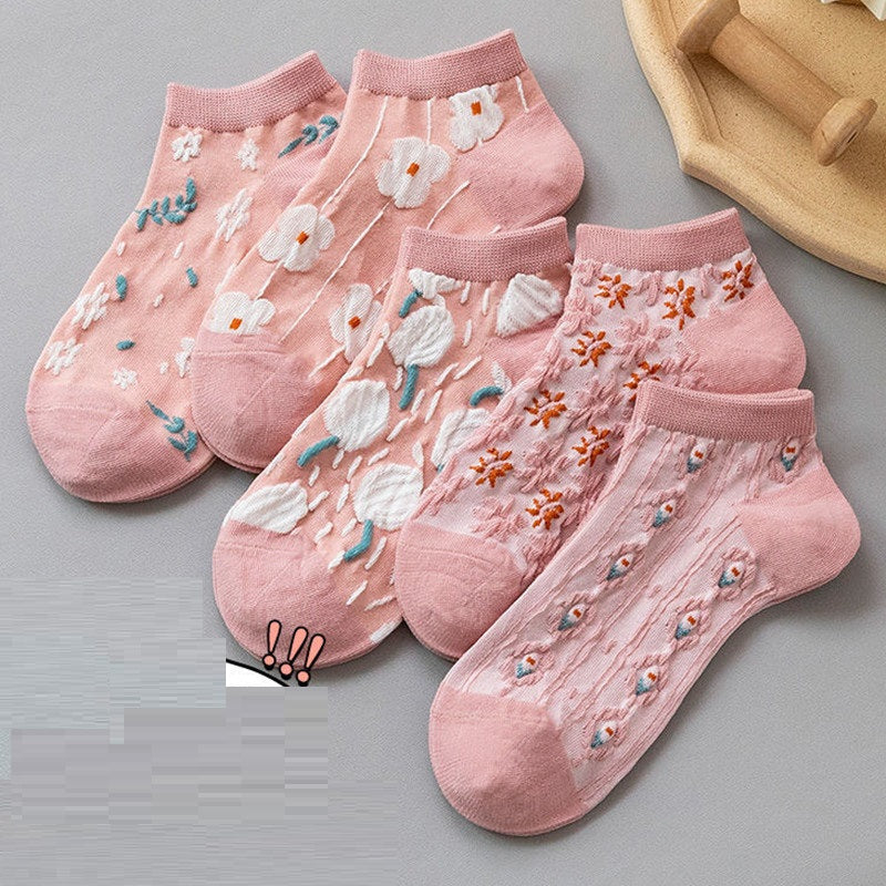 Calcetines lindos Harajuku Retro bordado primavera Kawaii