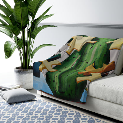 "Cactified Puzzle Time" - The Alien Sherpa Fleece Blanket