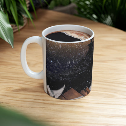 "A Tale of Storytelling Art: A Mixed Media Masterpiece" - The Alien Ceramic Mug 11 oz