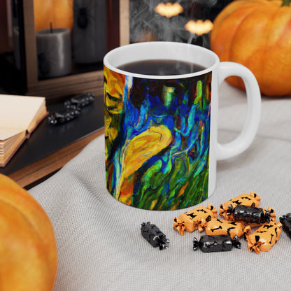 "A Cat Amongst the Celestial Tea Leaves" - The Alien Ceramic Mug 11 oz