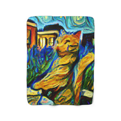 "A Cat Amongst the Celestial Tea Leaves" - The Alien Sherpa Fleece Blanket