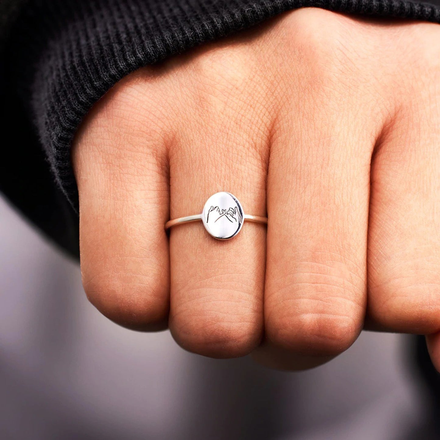925 Sterling Silber Gravierter Ring