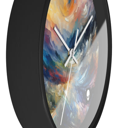 "Paisaje abstracto: exploración de profundidades emocionales a través del color y la textura" - El reloj de pared alienígena estilo expresionismo abstracto