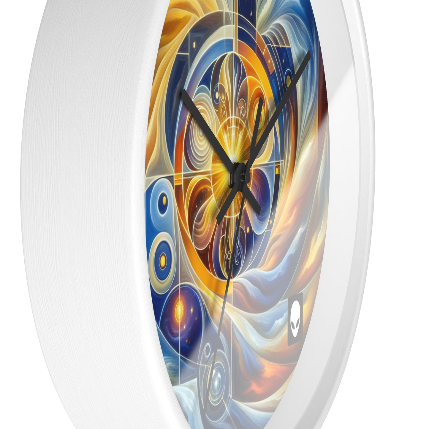 "Divinidad ascendente: un despertar espiritual en una geometría vibrante" - El reloj de pared alienígena estilo arte religioso