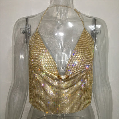 Frauen Kleidung Strass Strass Weste Sexy Party Nachtclub Sexy Anzug Strass Top Sling