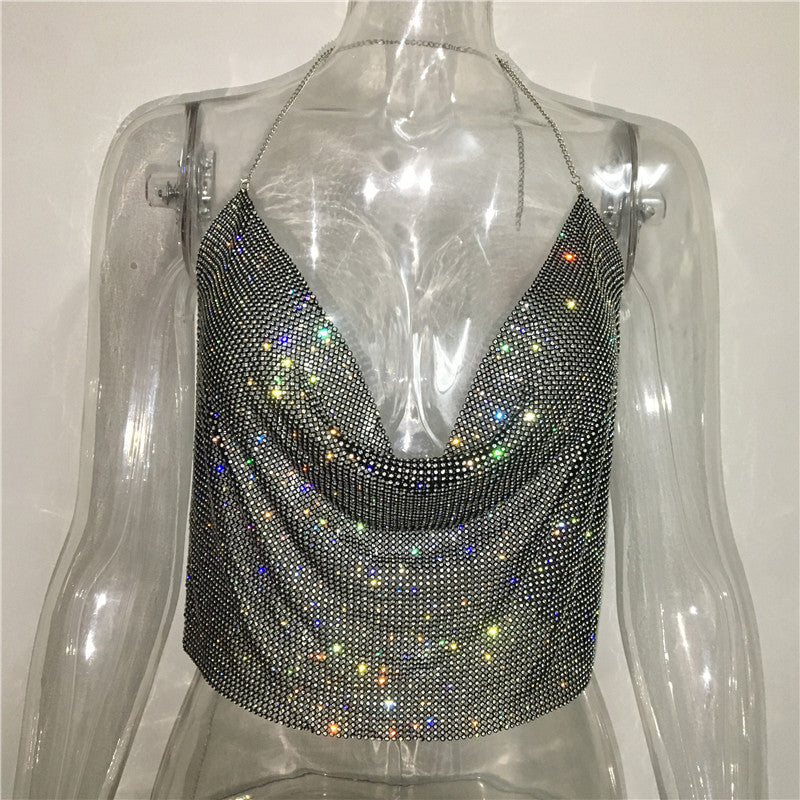 Frauen Kleidung Strass Strass Weste Sexy Party Nachtclub Sexy Anzug Strass Top Sling