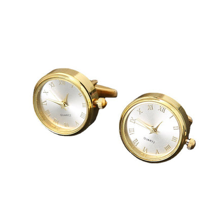 Men's Light Luxury Clock Cufflinks Fashion French Rotatable Golden Cuff