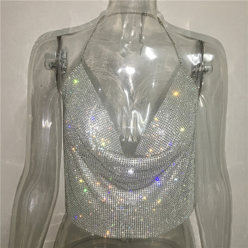 Frauen Kleidung Strass Strass Weste Sexy Party Nachtclub Sexy Anzug Strass Top Sling