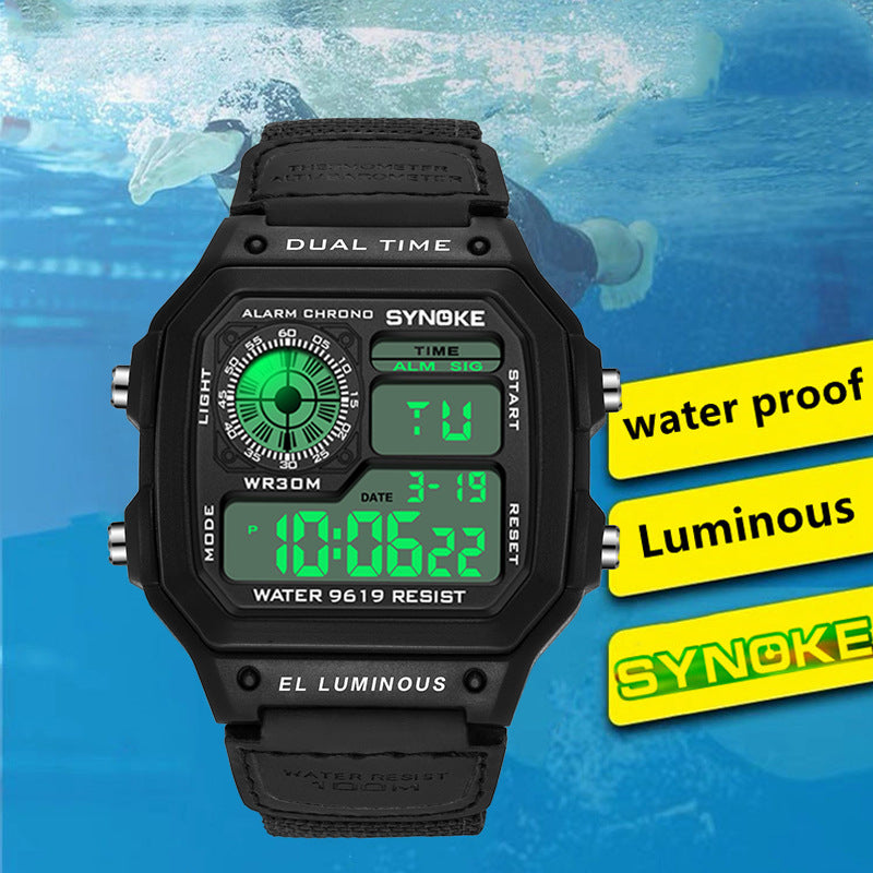 Retro elektronische Uhr leuchtende wasserdichte Sport Herrenuhren