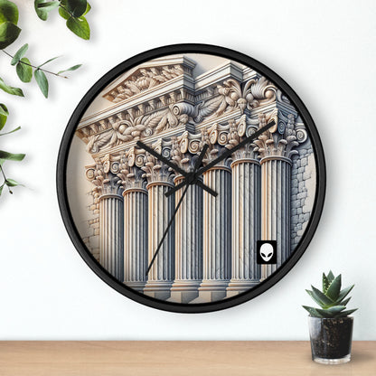 "3D Wall Columns: An Architectural Artpiece" - The Alien Wall Clock Trompe-l'oeil Style