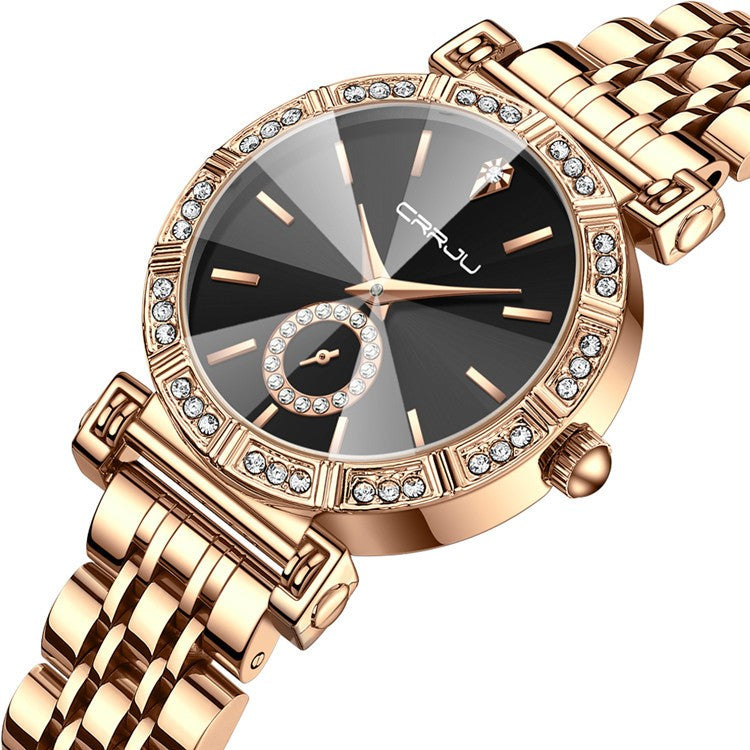 Reloj de mujer con correa de acero y diamantes incrustados