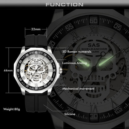 Hohle mechanische Herrenuhr mit luxuriösem Stahlgürtel