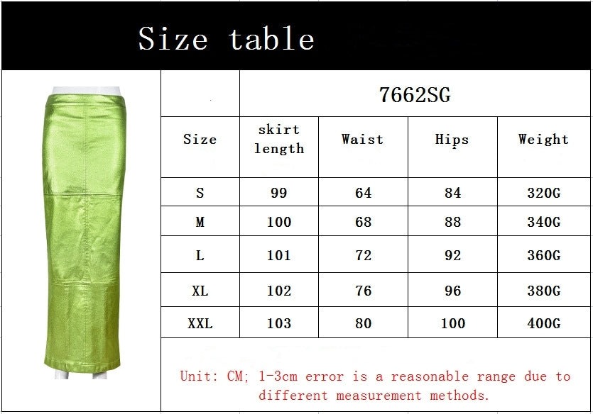 Slim-fit Sheath Patchwork Slit PU Leather European And American Skirt