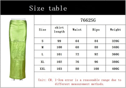 Slim-fit Sheath Patchwork Slit PU Leather European And American Skirt