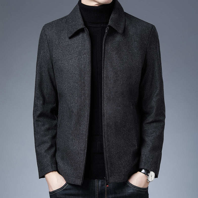 Polo Collar Jacket Zipper Coat Basic Style