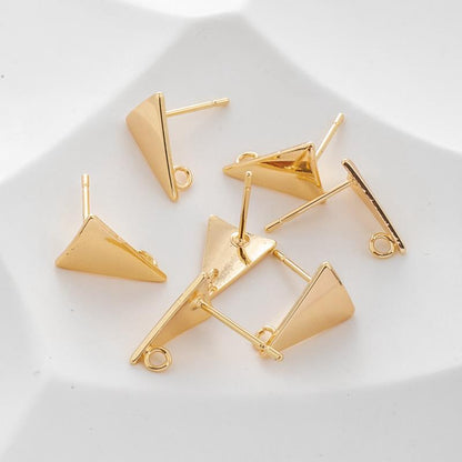 Gold Color Protection 8 12mm Triangle Earrings With Rings