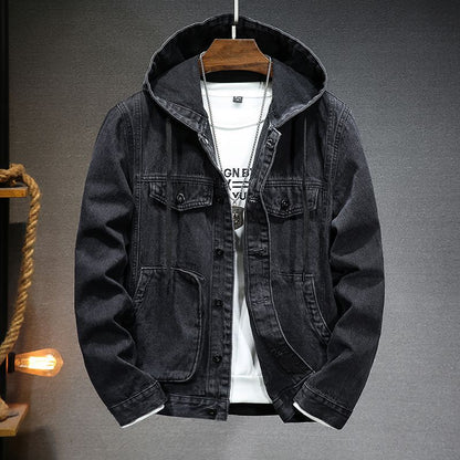 Trendige Herren-Jeansjacke mit Kapuze