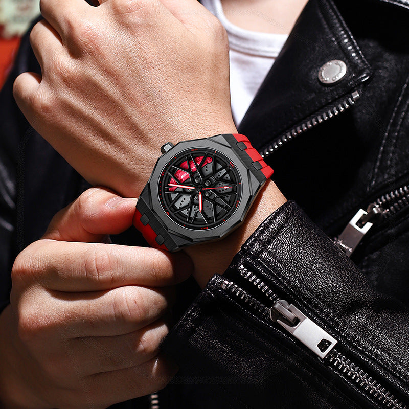 Reloj con ruedas impermeables y huecas forjadas para hombre