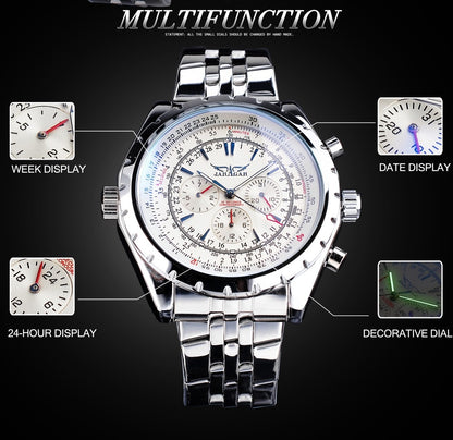 Men's Stainless Steel Business Three-plate Six-pin Automatic Mechanical Watch