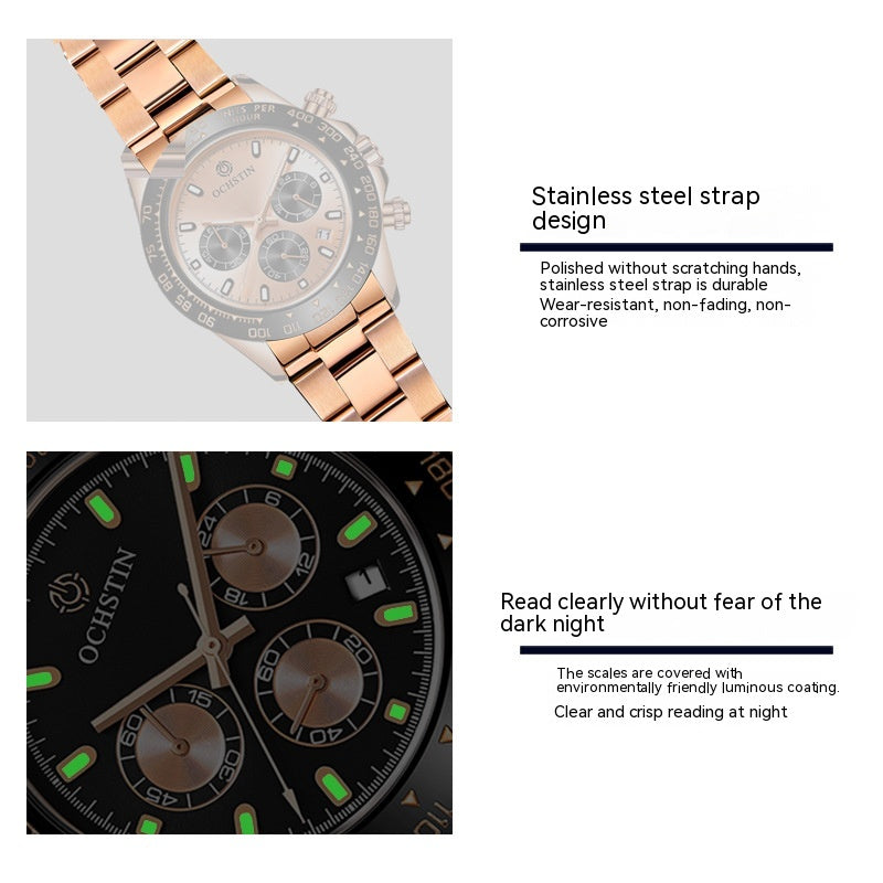 Steel Belt Multifunctional Watch Men's Waterproof Luminous