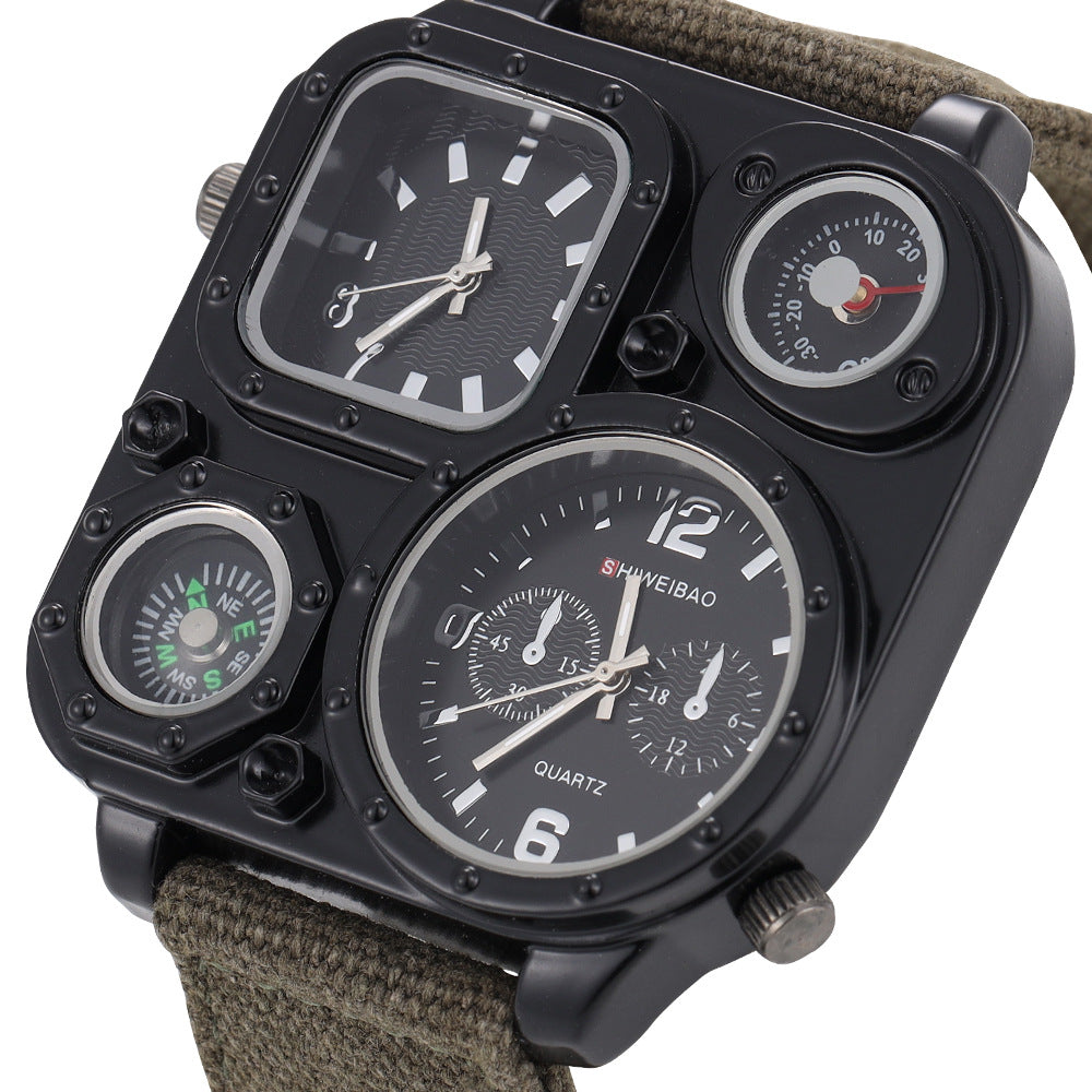 Reloj militar para hombre con esfera personalizada y zona horaria múltiple