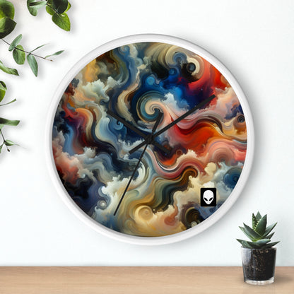 "Chaotic Balance: A Universe of Color" - The Alien Wall Clock Abstract Art Style