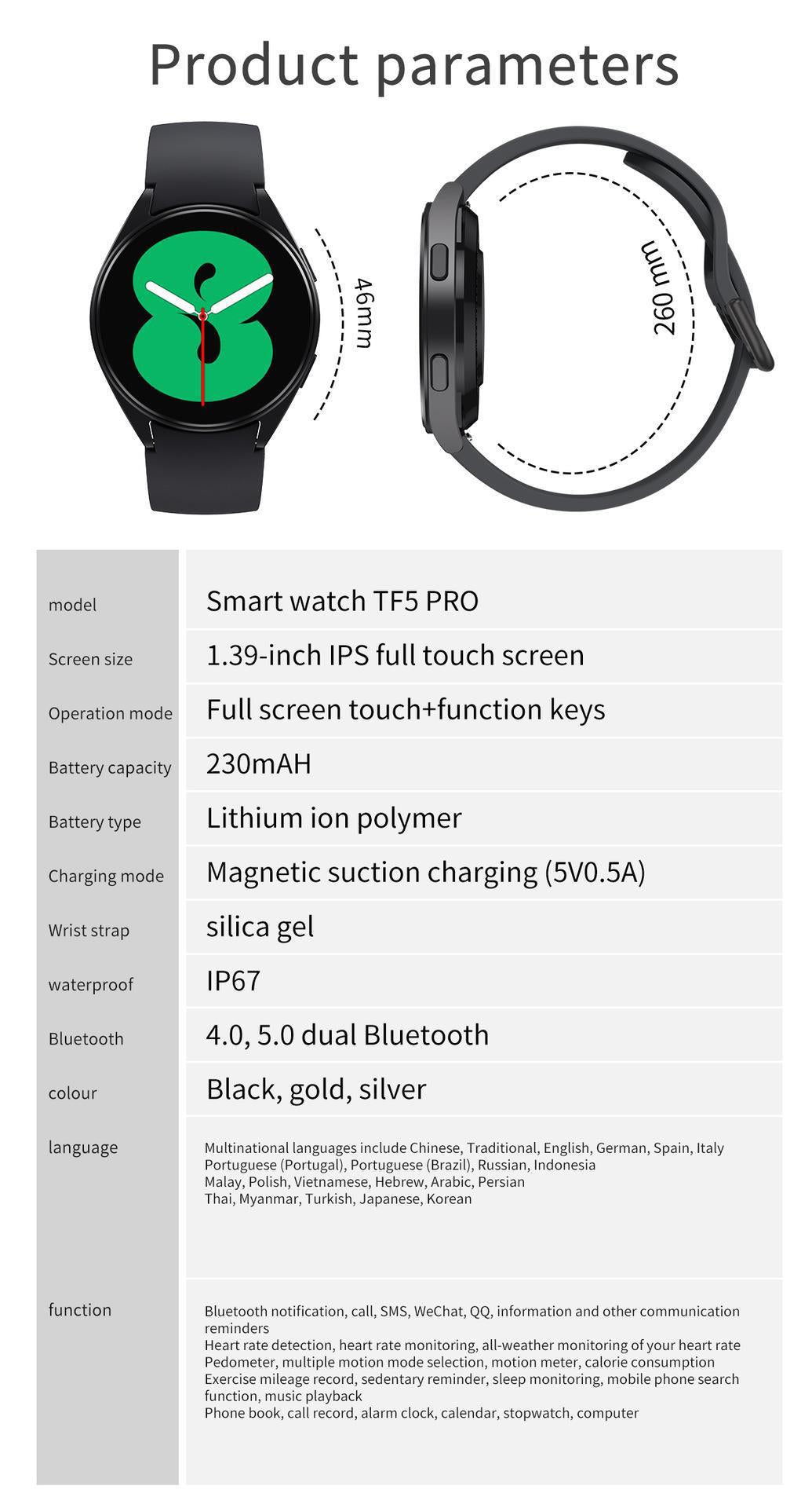 Modo multideporte TF5pro Call Smart Watch