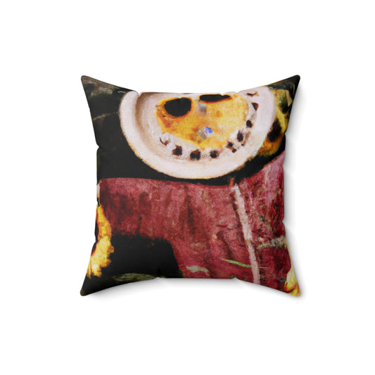 "Lone Sentry of the Sunflower Field" - The Alien Square Pillow