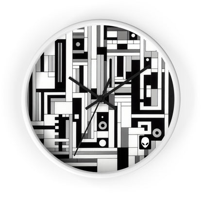 "De Stijl in Black and White" - The Alien Wall Clock De Stijl Style