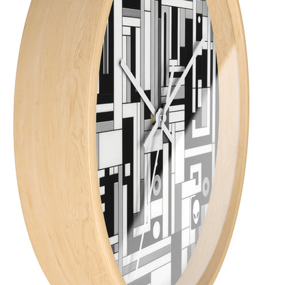 "De Stijl in Black and White" - The Alien Wall Clock De Stijl Style