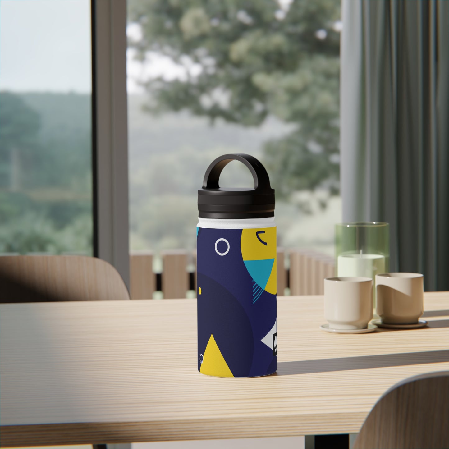 "Geometric Fusion: Bringing Your Vision to Colorful Life" - The Alien Stainless Steel Water Bottle, Handle Lid