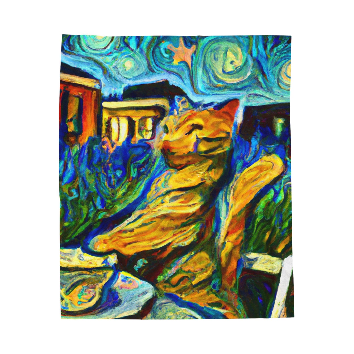 "A Cat Amongst the Celestial Tea Leaves" - The Alien Velveteen Plush Blanket
