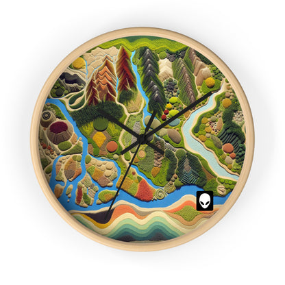 "Mapping Mother Nature: Crafting a Living Mural of Our Region". - The Alien Wall Clock Land Art Style