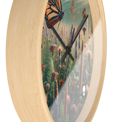 "A Monarch in Wildflower Meadow" - The Alien Wall Clock Realism Style