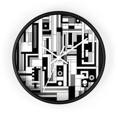 "De Stijl in Black and White" - The Alien Wall Clock De Stijl Style