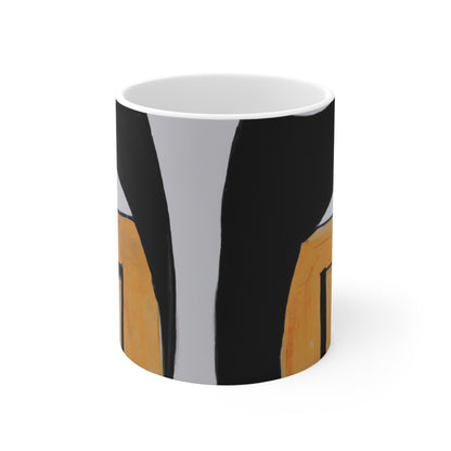 "Explorando el equilibrio y el patrón en el arte abstracto" - Taza de cerámica The Alien de 11 oz