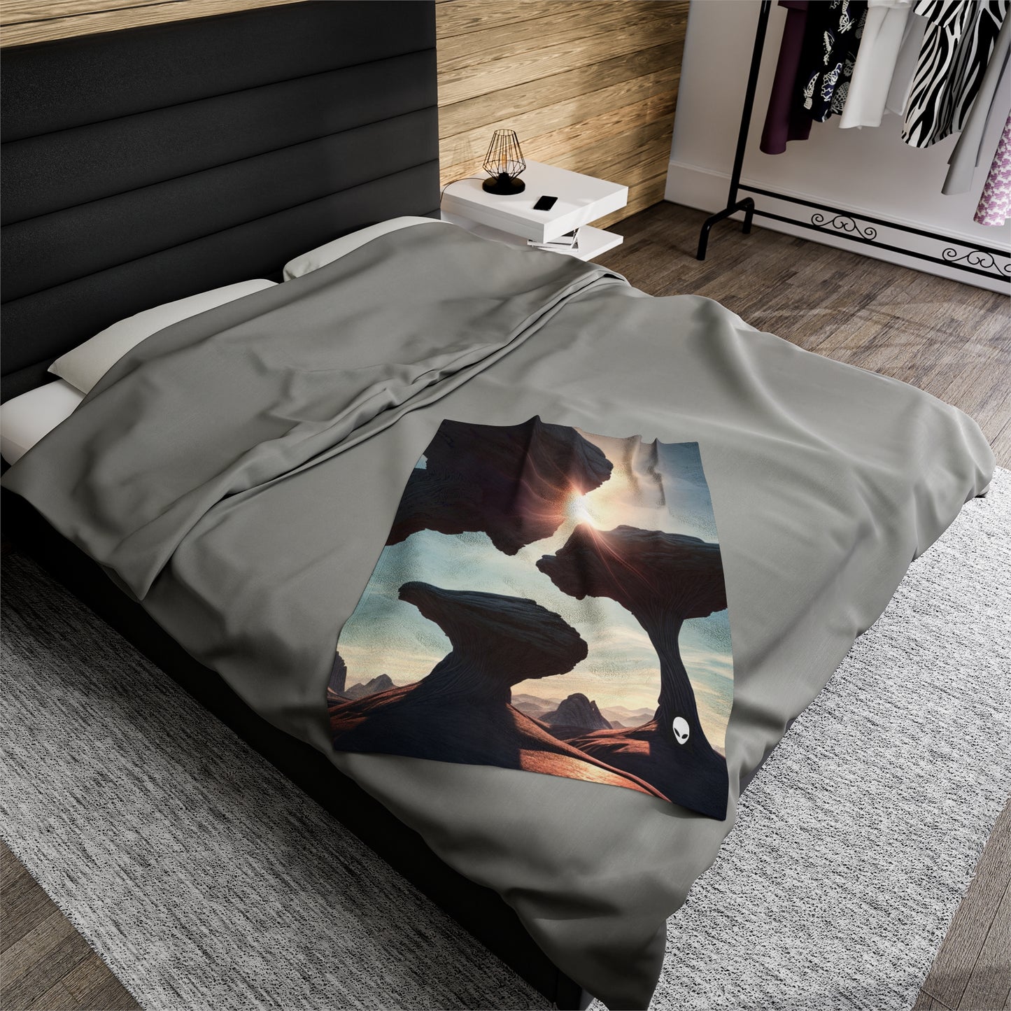 "Alien Landscape Odyssey" - The Alien Velveteen Plush Blanket