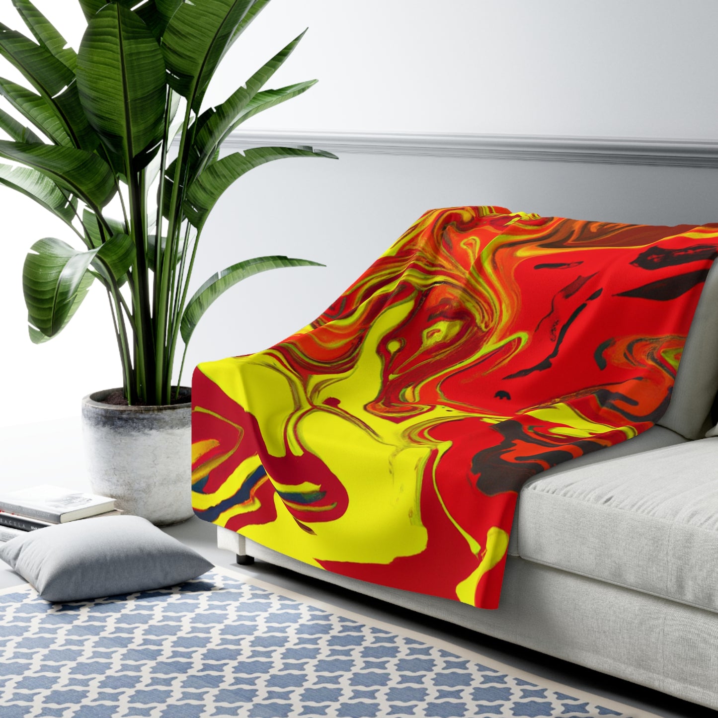 "Abstract Energy in Motion" - The Alien Sherpa Fleece Blanket