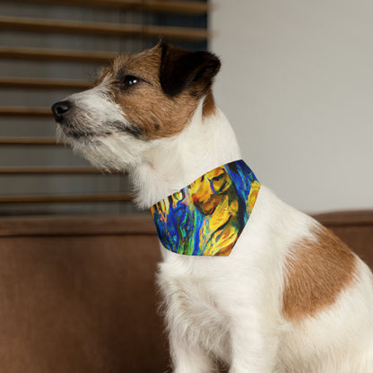 "Un gato entre las hojas de té celestiales" - El collar de bandana para mascotas alienígenas