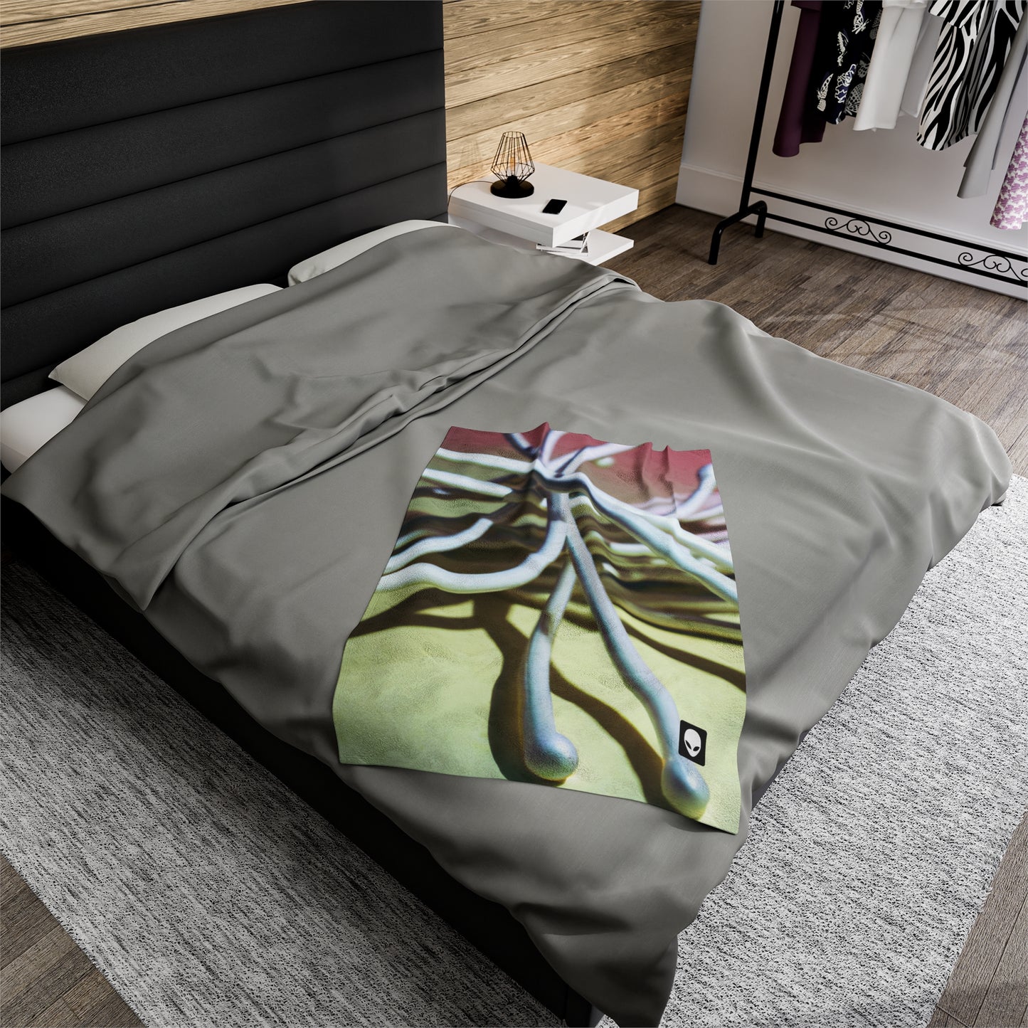 "Abstract Artistry: Constructing Emotion from Common Objects" - The Alien Velveteen Plush Blanket