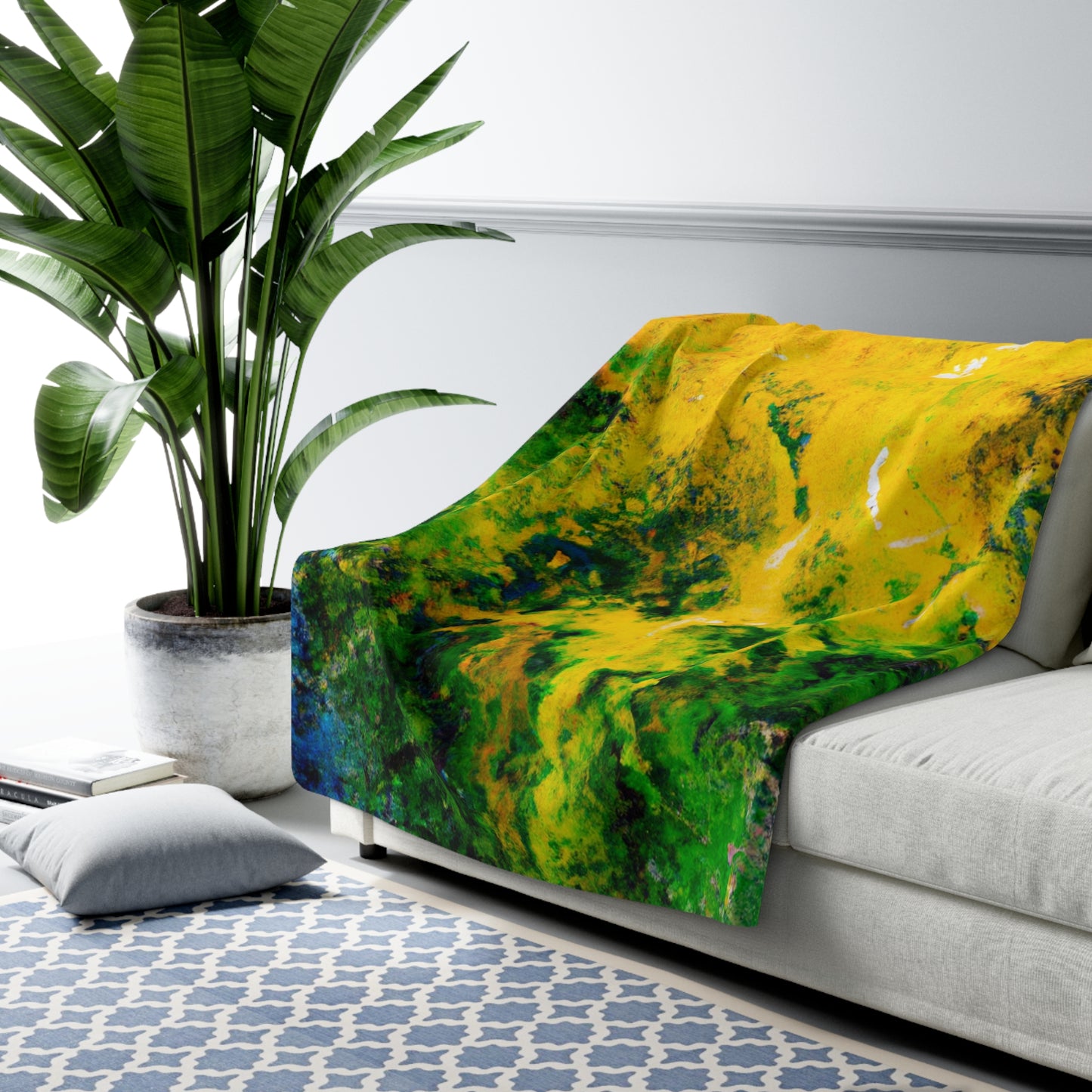 "Exploring Colorful Textures" - The Alien Sherpa Fleece Blanket