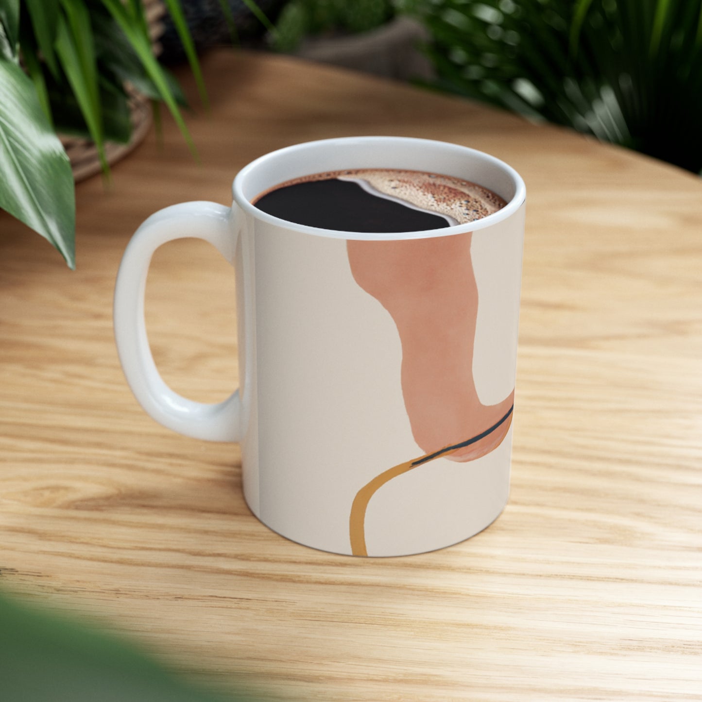 "Contraste geométrico: exploración del color a través de la geometría" - Taza de cerámica The Alien de 11 oz